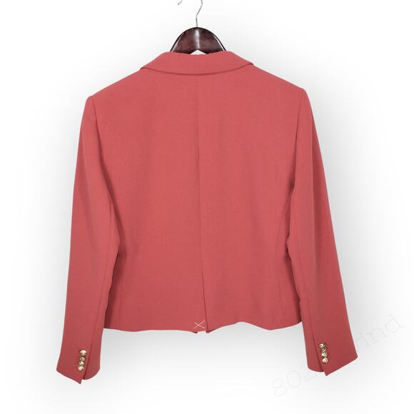 Sz8 NEW AnnTaylor PantSuit Blazer+Pant CrinkleCrepe BurntMauve - Picture 14 of 16